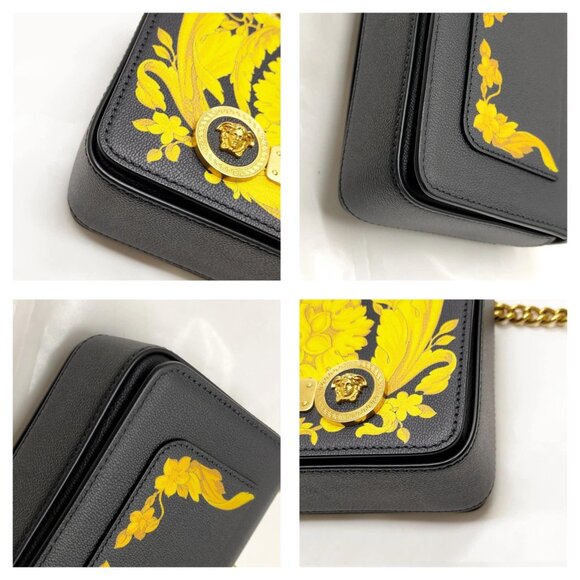 Authentic VERSACE Shoulder Bag Black Leather mn780-121325 - Picture 10 of 16